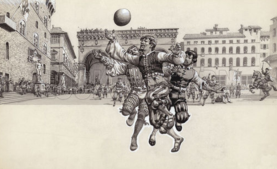 Il calcio storico, o calcio fiorentino, illustrato