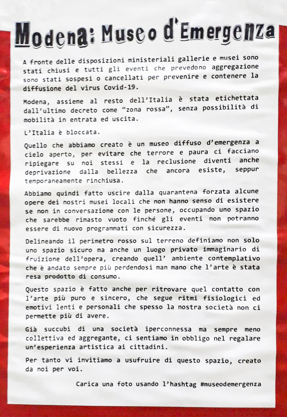 modena museo emergenza manifesto mocu cultura